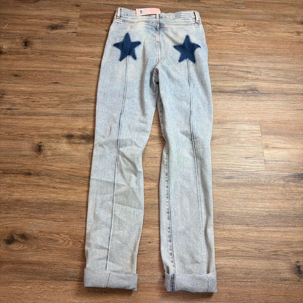revice nwt uptown rising star distressed light wash straight leg denim jeans